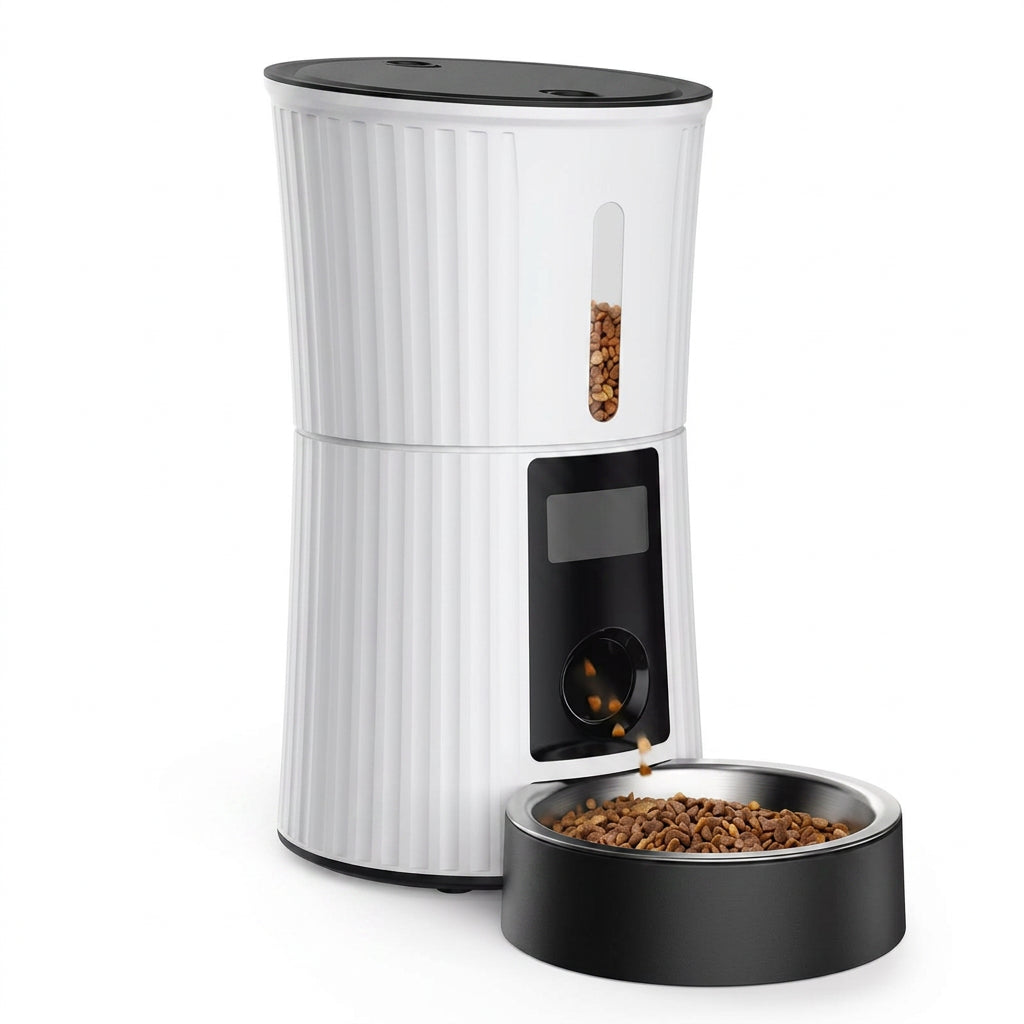 Distributeur automatique de nourriture blanc 4 litres avec gamelle noire