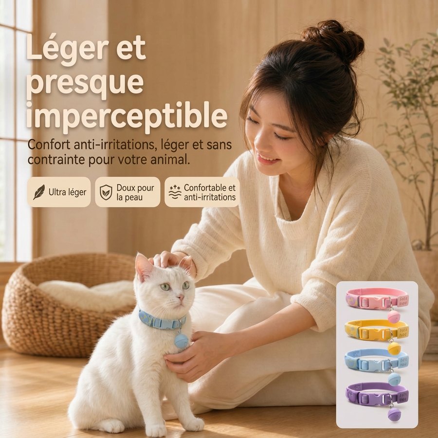 Collier GPS léger et confortable pour chat