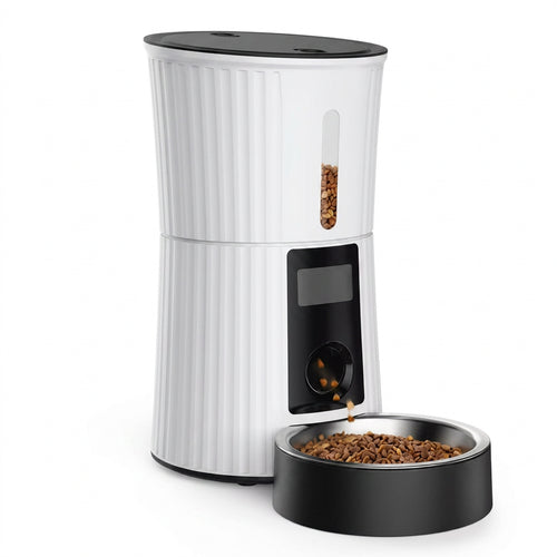 Distributeur automatique de nourriture blanc 4 litres avec gamelle noire