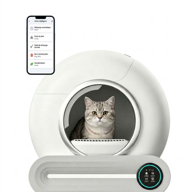 Litière automatique connectée avec application mobile